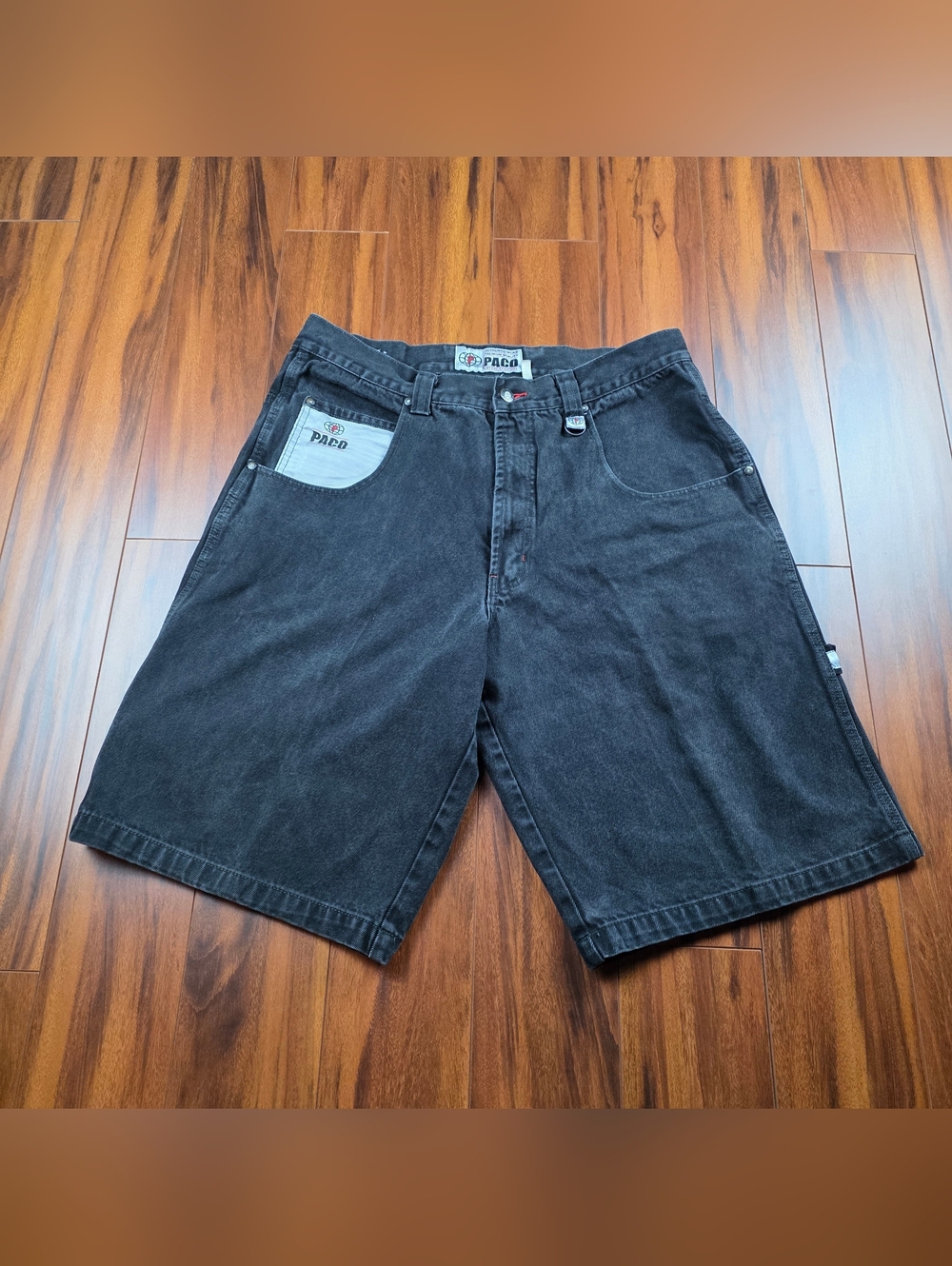 Vintage Paco Jeans Shorts Mens 36 Black Denim